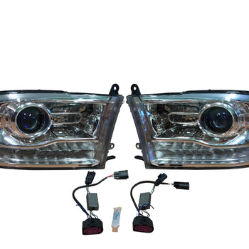 13-18 Ram Truck Factory Projector LED BiHalogen Headlight Upgrade Kit - Infotainment.com